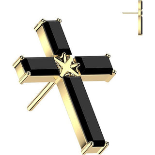 Titanium top baguette zirconia cross Push-In