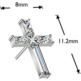 Titanium top baguette zirconia cross Push-In