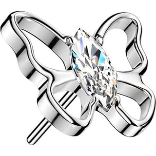 Titanium Top top marquise zirconia hollow butterfly Push-In