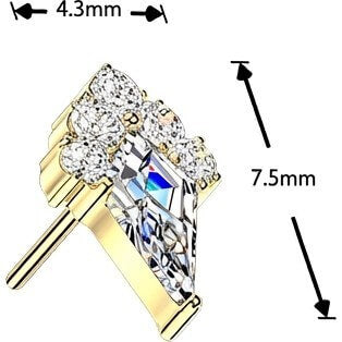 Titanium top kite and round zirconia cluster Push-In