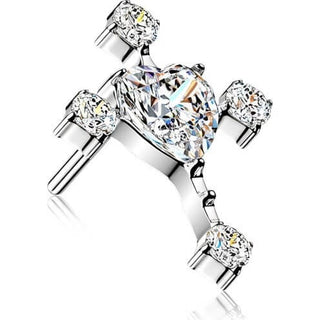 Titanium top cross with zirconia ends and heart zirconia center Push-In