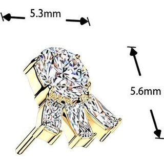 Titanium top round zirconia with 3 baguette zirconias Push-In