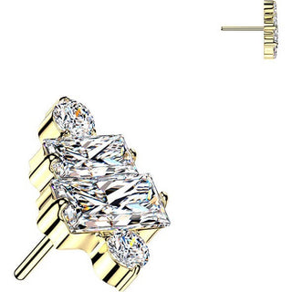 Titanium top 2 baguette and 2 round zirconia cluster Push-In