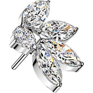 Titanium top 4 marquise zirconia fan with round zirconia Push-In