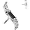 Titanium top wave with baguette zirconia center and round set zirconia Push-In
