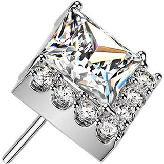 Titanium Top top square and pave round zirconia cluster Push-In