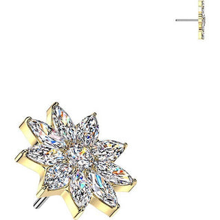 Titanium top flower with zirconia petals Push-In