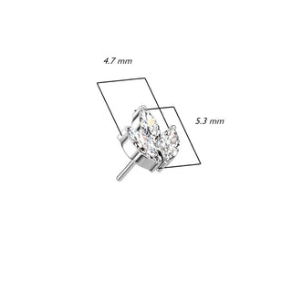 Titane Embout Embout 3 Marquises Zircone Enfoncer