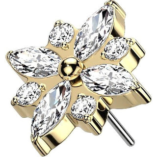 Titanium Top Top Flower Zirconia Push-In