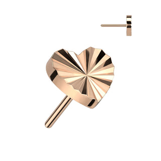 Titanium Top Top Heart Diamond Cut Push-In