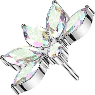 Titanium Top Top Lotus Flower Zirconia Push-In