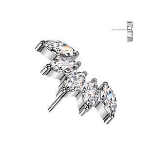 Titanium Top Top Marquise Cut 5 Zirconias Push-In