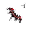 Titanium Top Top Marquise Cut 5 Zirconias Push-In