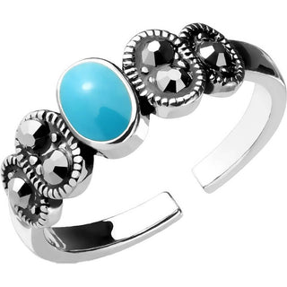 Anneau Turquoise Zircone Argent Ajustable