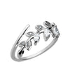 Finger Ring Toe Ring Mid-Ring Adjustable Marquise Cut Cubic Zirconia Set Leaf