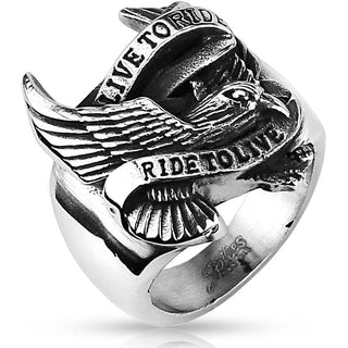 Anneau Biker Eagle Argent