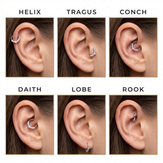 Ring 7 Zirconia Clicker – Piercing-Positionen am Ohr