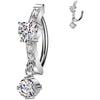 Belly Button Piercing heart dangle zirconia