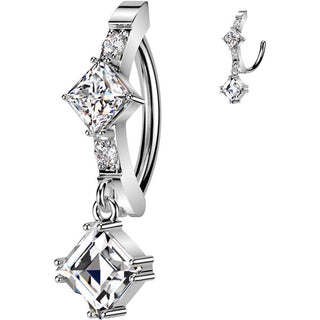 Belly Button Piercing square dangle zirconia