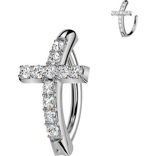 Belly Button Piercing cross zirconia
