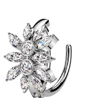 Belly Button Piercing marquise cubic zirconia cluster Clicker