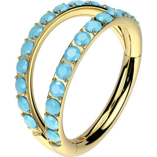 Titanium Ring double hoop turquoise Segment