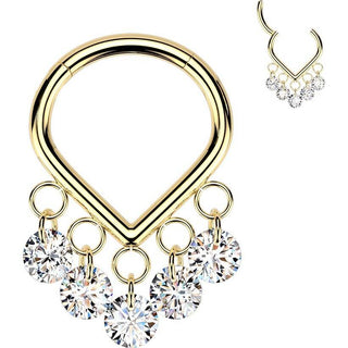 Titanium Ring chevron zirconia dangle Segment