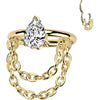 Titanium Ring teardrop zirconia double chain dangle Segment