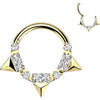 Titanium Ring triple spikes baguette and round cubic zirconia Clicker