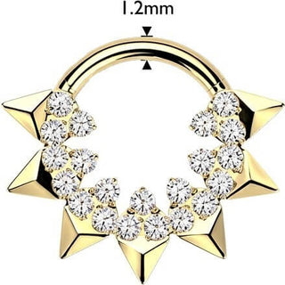 Titanium Ring spikes and round cubic zirconia Clicker