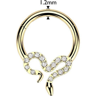 Titanium Ring pave cubic zirconia slithering snake Clicker