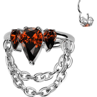 Titanium Ring zirconia double chain dangle Segment