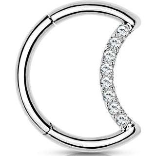Titanium Ring Moon Zirconia Clicker
