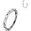 Titanium Ring pyramid cuts with cubic zirconia Clicker
