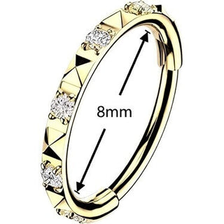 Titanium Ring pyramid cuts with cubic zirconia Clicker