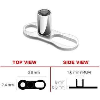Titanium Dermal Anchor dermal anchor base 2 holes