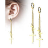 Earring 316L Hinged Hoop Earring 3 Cross Dangle 1 Pair Clicker
