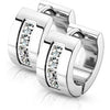 Earring 316L Hinge Action Hoop Earrings 4 CNC Set Clear Cubic Zirconia 1 Pair Clicker