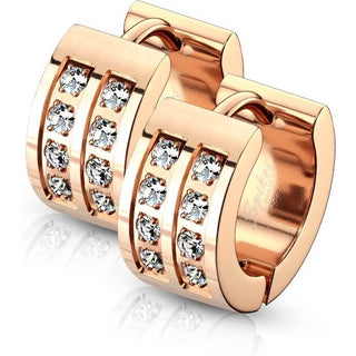 Earring Zirconia Double Line Clicker