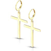 Earring 316L Hoop Earrings with Cross Dangle 1 Pair Clicker