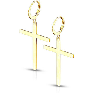 Earring 316L Hoop Earrings with Cross Dangle 1 Pair Clicker