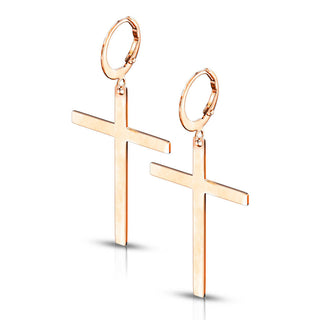 Earring 316L Hoop Earrings with Cross Dangle 1 Pair Clicker
