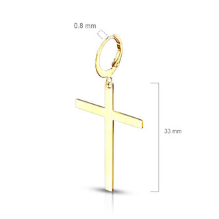 Earring 316L Hoop Earrings with Cross Dangle 1 Pair Clicker