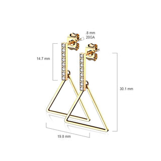 Bouton d'Oreille Pendentif Zircone Triangle