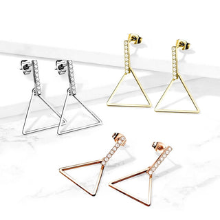 Bouton d'Oreille Pendentif Zircone Triangle