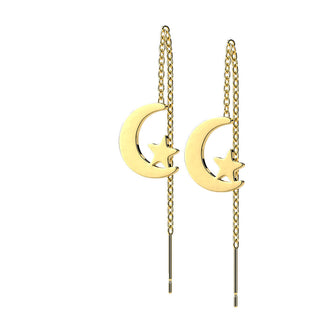 Bouton d'Oreille Pendentif Lune Étoile Chaîne 