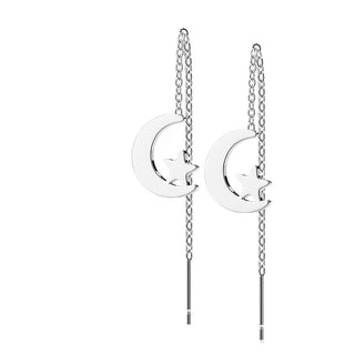 Bouton d'Oreille Pendentif Lune Étoile Chaîne 