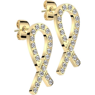 Stud Earring Ribbon Zirconia