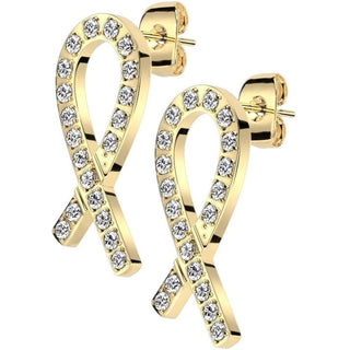 Stud Earring Ribbon Zirconia