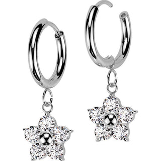 Boucle d'Oreille fleur zircone pendentif